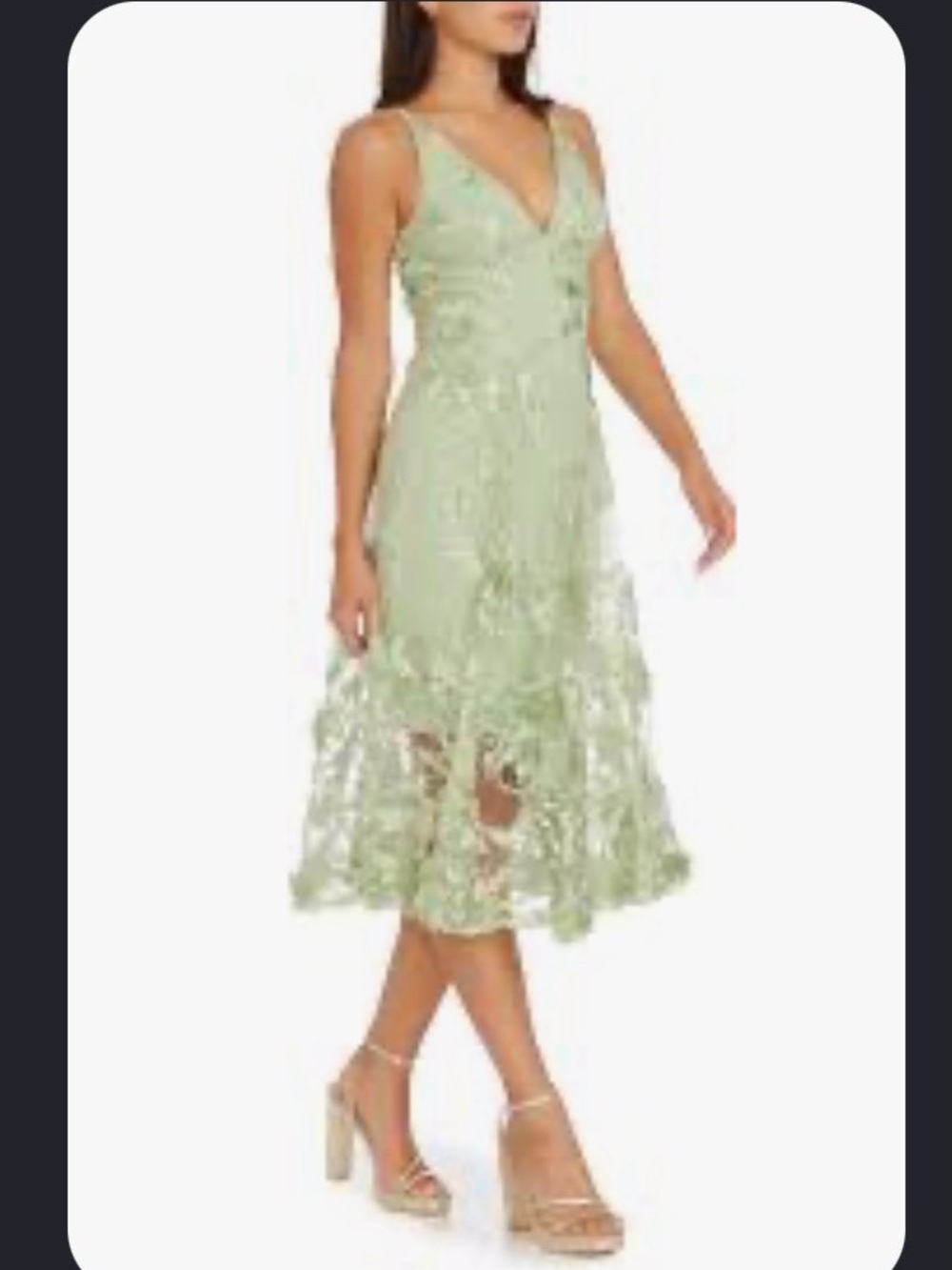 Dress the Population Sage Green Floral Lace Midi Dress - Picture 9 of 11